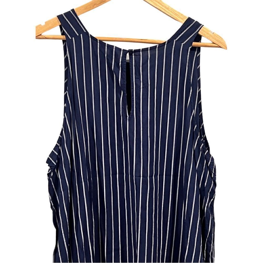 Okd Navy Vertical Stripe navy white Viscose sleeveless top Size 2x - Picture 3 of 6